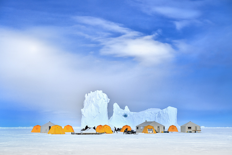 Arctic Kingdom Base Camp on the frozen sea Nunavut Arctic Canada