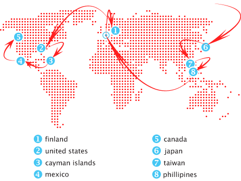 map around the world. Classe Touriste goes globelicious.