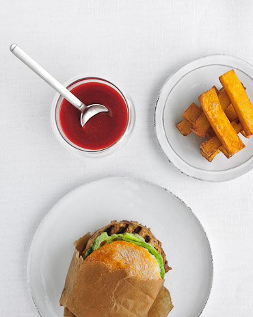Chicken Burger with Spicy Peanut Sauce - recipe by Grace Parisi