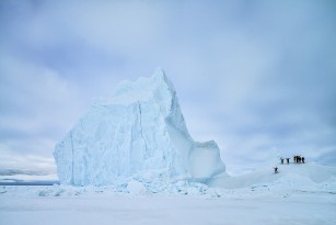 Climbing Icebergs at Arctic Canada Nunavut