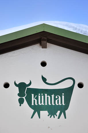 the cow symbol on top of Jagdschloss Hotel of Count Stolberg - Kühtai, Austria
